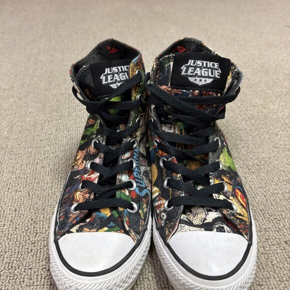 Converse Justice League Superman Sneakers Multicolored High Top Women’s Size 8 - Picture 10 of 11